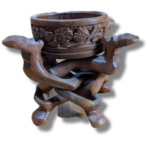 Handcrafted Wooden Bowl with Stand. Bowl Is Removable.